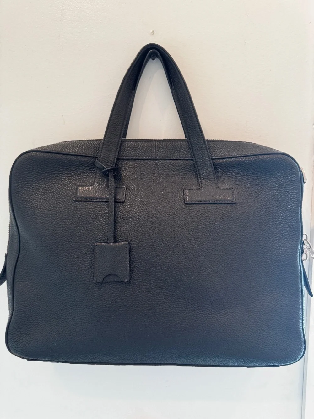 TOM FORD BLACK LEATHER PEBBLED ATTACHÉ BRIEFCASE